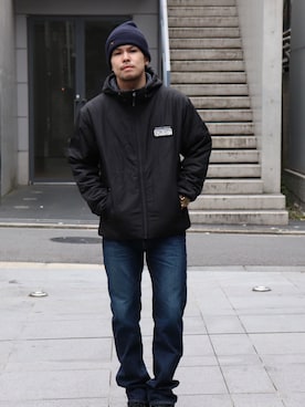 「Subciety（サブサエティ）のアイテム（ダウンジャケット/コート）」を使った、小原 壮大朗さん（メンズ・183cm）の秋コーディネート