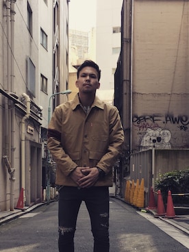 「Subciety（サブサエティ）のアイテム（財布/小物）」を使った、小原 壮大朗さん（メンズ・183cm）の秋コーディネート
