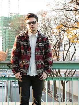 小原 壮大朗さん（メンズ・183cm）の冬コーディネート