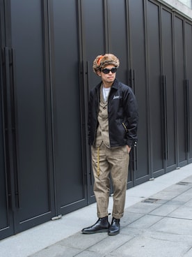 「Subciety（サブサエティ）のアイテム（ブルゾン）」を使った、小原 壮大朗さん（メンズ・183cm）の冬コーディネート