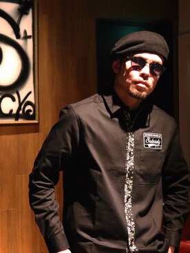 「Subciety（サブサエティ）のアイテム（ハンチング/ベレー帽）」を使った、小原 壮大朗さん（メンズ・183cm）の冬コーディネート