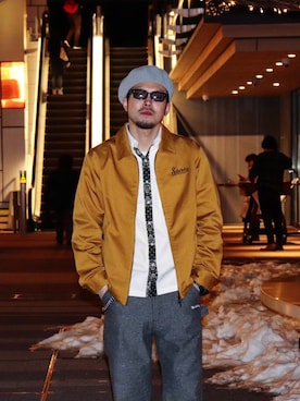 「Subciety（サブサエティ）のアイテム（ブルゾン）」を使った、小原 壮大朗さん（メンズ・183cm）の冬コーディネート