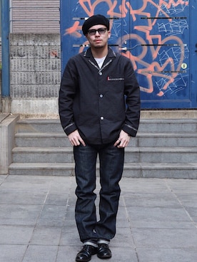「Subciety（サブサエティ）のアイテム（アクセサリー）」を使った、小原 壮大朗さん（メンズ・183cm）の冬コーディネート