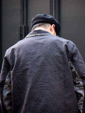 「Subciety（サブサエティ）のアイテム（ハンチング/ベレー帽）」を使った、小原 壮大朗さん（メンズ・183cm）の冬コーディネート
