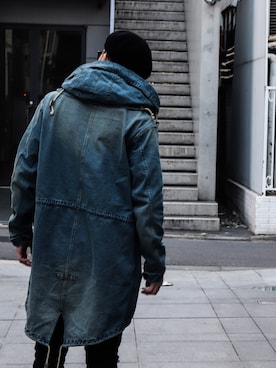 「Subciety（サブサエティ）のアイテム（ハンチング/ベレー帽）」を使った、小原 壮大朗さん（メンズ・181cm）の春コーディネート