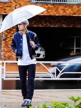 「Subciety（サブサエティ）のアイテム（ハンチング/ベレー帽）」を使った、小原 壮大朗さん（メンズ・181cm）の春コーディネート