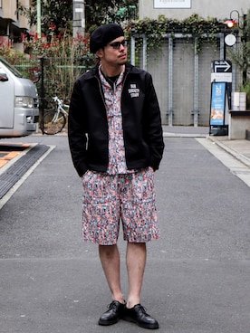 「Subciety（サブサエティ）のアイテム（ハンチング/ベレー帽）」を使った、小原 壮大朗さん（メンズ・181cm）の春コーディネート