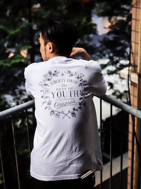 「Subciety（サブサエティ）のSLACKS（スラックス、ブラック系）」を使った、小原 壮大朗さん（メンズ・180cm）の春コーディネート