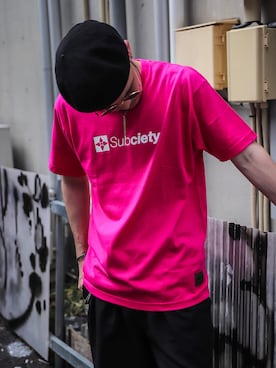 「Subciety（サブサエティ）のアイテム（ハンチング/ベレー帽）」を使った、小原 壮大朗さん（メンズ・181cm）の夏コーディネート
