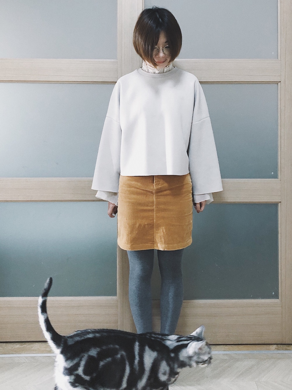 「mochaのアイテム（ファッション雑貨、ブラック系）」を使った、糖菜菜さん（レディース・158cm）の冬コーディネートの1枚目の写真