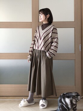 「mocha（モチャ）のアイテム」を使った、糖菜菜さん（レディース・158cm）の春コーディネート