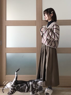 「mocha（モチャ）のアイテム」を使った、糖菜菜さん（レディース・158cm）の春コーディネート