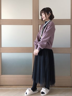 「NICE CLAUP（ナイスクラップ）のアイテム（アンサンブル）」を使った、糖菜菜さん（レディース・158cm）の春コーディネート