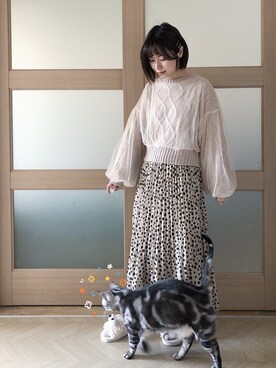 「mocha（モチャ）のアイテム」を使った、糖菜菜さん（レディース・158cm）の春コーディネート