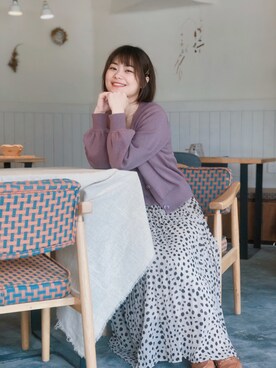 「NICE CLAUP（ナイスクラップ）のアイテム（アンサンブル）」を使った、糖菜菜さん（レディース・158cm）の春コーディネート