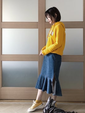 「mocha（モチャ）のアイテム」を使った、糖菜菜さん（レディース・158cm）の春コーディネート