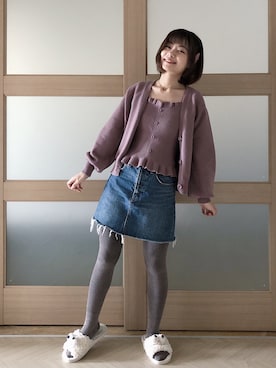 「NICE CLAUP（ナイスクラップ）のアイテム（アンサンブル）」を使った、糖菜菜さん（レディース・158cm）の春コーディネート