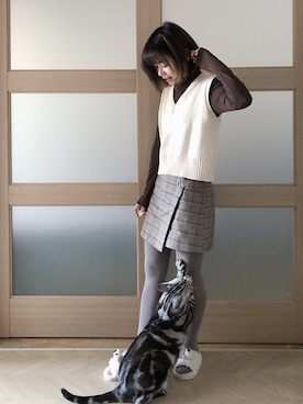 「mocha（モチャ）のアイテム」を使った、糖菜菜さん（レディース・158cm）の春コーディネート