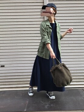 「NANO universe（ナノユニバース）のアイテム（ミリタリージャケット）」を使った、fumiさん（レディース・158cm）の秋コーディネート