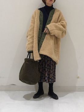 「タイツ×靴下」｜「アイテム（ジャケット/アウター）」を使った、fumiさん（レディース・158cm）の冬コーディネート
