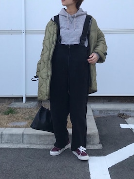 「レイヤードstyle」｜「アイテム（オールインワン・サロペット）」を使った、fumiさん（レディース・158cm）の冬コーディネート