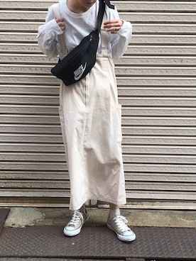 「平成最後のWEARISTAセンバツ」｜「アイテム（ジャンパースカート）」を使った、fumiさん（レディース・158cm）の春コーディネート