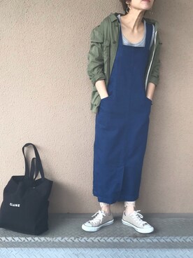 「NANO universe（ナノユニバース）のアイテム（ミリタリージャケット）」を使った、fumiさん（レディース・158cm）の春コーディネート