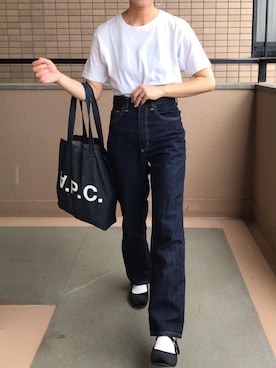 「SVEC（シュベック）のカンフーシューズ kung fu Shoes / ストラップパンプス（バレエシューズ）」を使った、fumiさん（レディース・158cm）の夏コーディネート