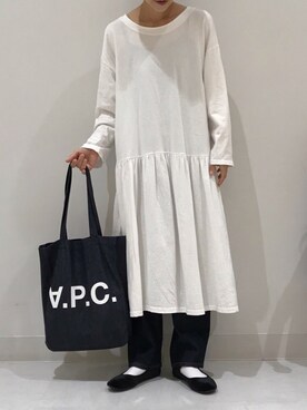 「SVEC（シュベック）のカンフーシューズ kung fu Shoes / ストラップパンプス（バレエシューズ）」を使った、fumiさん（レディース・158cm）の夏コーディネート