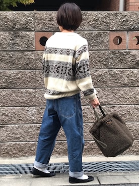 「ロールアップ」｜「アイテム（バレエシューズ）」を使った、fumiさん（レディース・158cm）の秋コーディネート