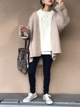 「UNIQLO（ユニクロ）のWOMEN ウルトラストレッチジーンズ（デニムパンツ）」を使った、fumiさん（レディース・158cm）の秋コーディネート