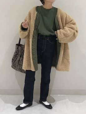 「ウエストイン」｜「アイテム（ジャケット/アウター）」を使った、fumiさん（レディース・158cm）の冬コーディネート