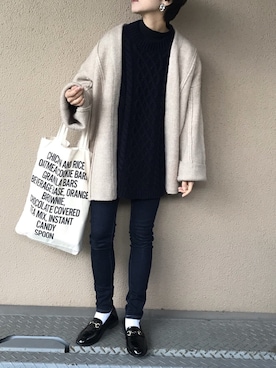 「UNIQLO（ユニクロ）のWOMEN ウルトラストレッチジーンズ（デニムパンツ）」を使った、fumiさん（レディース・158cm）の冬コーディネート