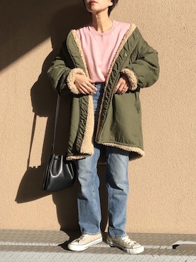 「ウエストイン」｜「アイテム（ジャケット/アウター）」を使った、fumiさん（レディース・158cm）の冬コーディネート