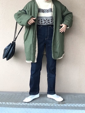 「ウエストイン」｜「アイテム（ジャケット/アウター）」を使った、fumiさん（レディース・158cm）の冬コーディネート