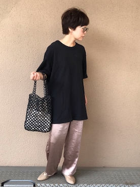 「ビーズバッグ」｜「アイテム（パンプス）」を使った、fumiさん（レディース・158cm）の春コーディネート