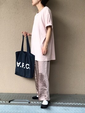 「SVEC（シュベック）のカンフーシューズ kung fu Shoes / ストラップパンプス（バレエシューズ）」を使った、fumiさん（レディース・158cm）の夏コーディネート