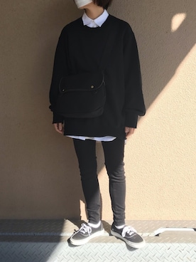 「シャツ×スウェット」｜fumiさん（レディース・159cm）の冬コーディネート