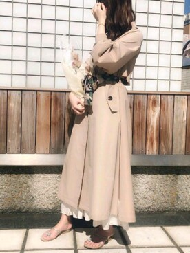「フレア」｜「アイテム（トレンチコート）」を使った、LADYMADE Stylingさん（レディース・160cm）の秋コーディネート