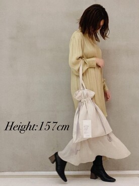 「ワッシャースカート」｜LADYMADE Stylingさん（レディース・160cm）の冬コーディネート