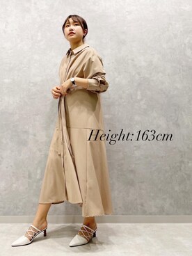 「春ワンピ」｜「アイテム（シャツワンピース）」を使った、LADYMADE Stylingさん（レディース・160cm）の春コーディネート