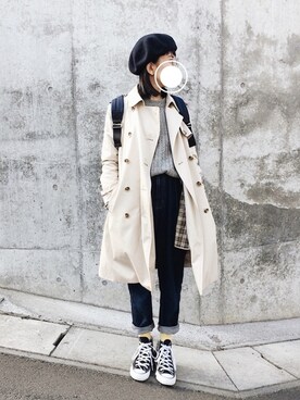 「スプリングSENSEOFPLACE」｜「アイテム（トレンチコート）」を使った、yuiさん（レディース・153cm）の春コーディネート