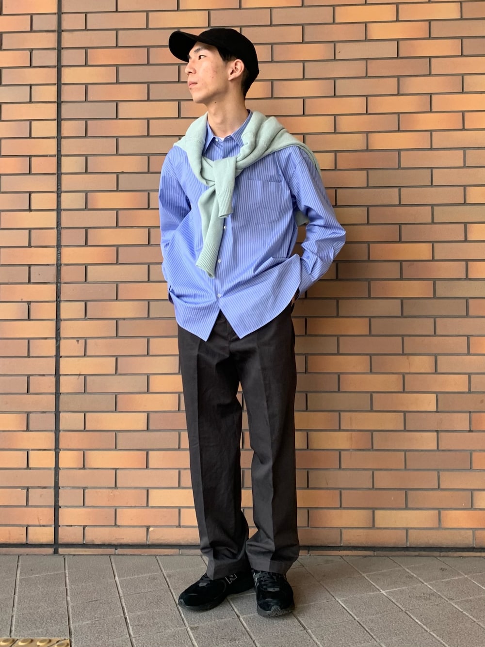 「THOMAS MASONのトーマスメイソンオーバーシャツ（シャツ/ブラウス、その他）」を使った、Ryoさん（メンズ・172cm）の春コーディネートの1枚目の写真