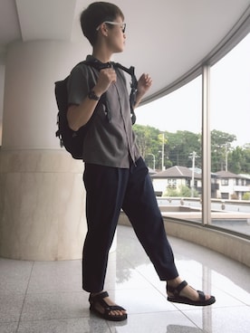 「AAA+（サンエープラス）のアイテム（サンダル）」を使った、植物子羊さん（レディース・155cm）の夏コーディネート