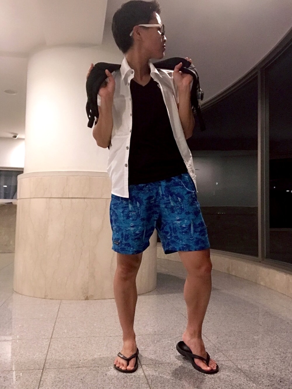 「夏、低身長、白、ナチュラル、低身長コーデ、ラフ、短パン」｜「ColumbiaのColumbia Big Dippers Water Short (BLUE SKY BRUSH)（その他パンツ、ブルー系）」を使った、植物子羊さん（レディース・155cm）の夏コーディネートの1枚目の写真