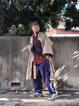 「アイテム（トレンチコート）」を使った、grayhumerさん（メンズ・182cm）の夏コーディネート