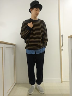 「サイドラインパンツ」｜Tatsuya Uedaさん（メンズ・180cm）の秋コーディネート