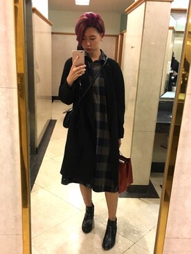 「超短髮」｜謝淑麗さん（レディース・166cm）の冬コーディネート