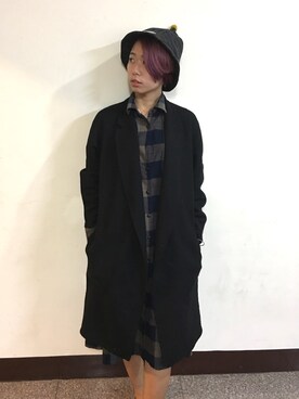 「アイテム（ピーコート）」を使った、謝淑麗さん（レディース・166cm）の冬コーディネート