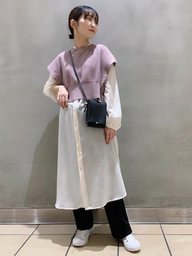 「153cm」｜「アイテム（シャツワンピース）」を使った、まやさん（レディース・153cm）の冬コーディネート